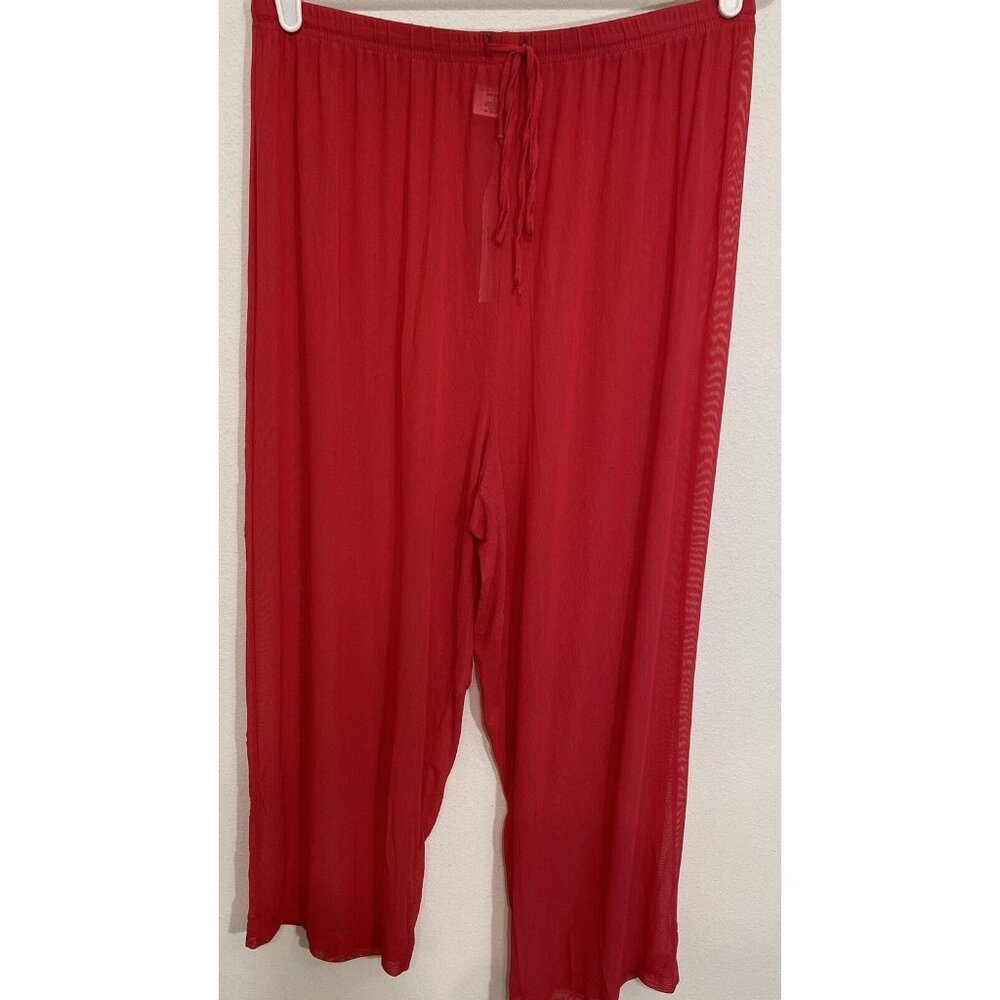 NEW Westbound Beach PINK sheer swimsuit cover pants cropped capri size LARGE